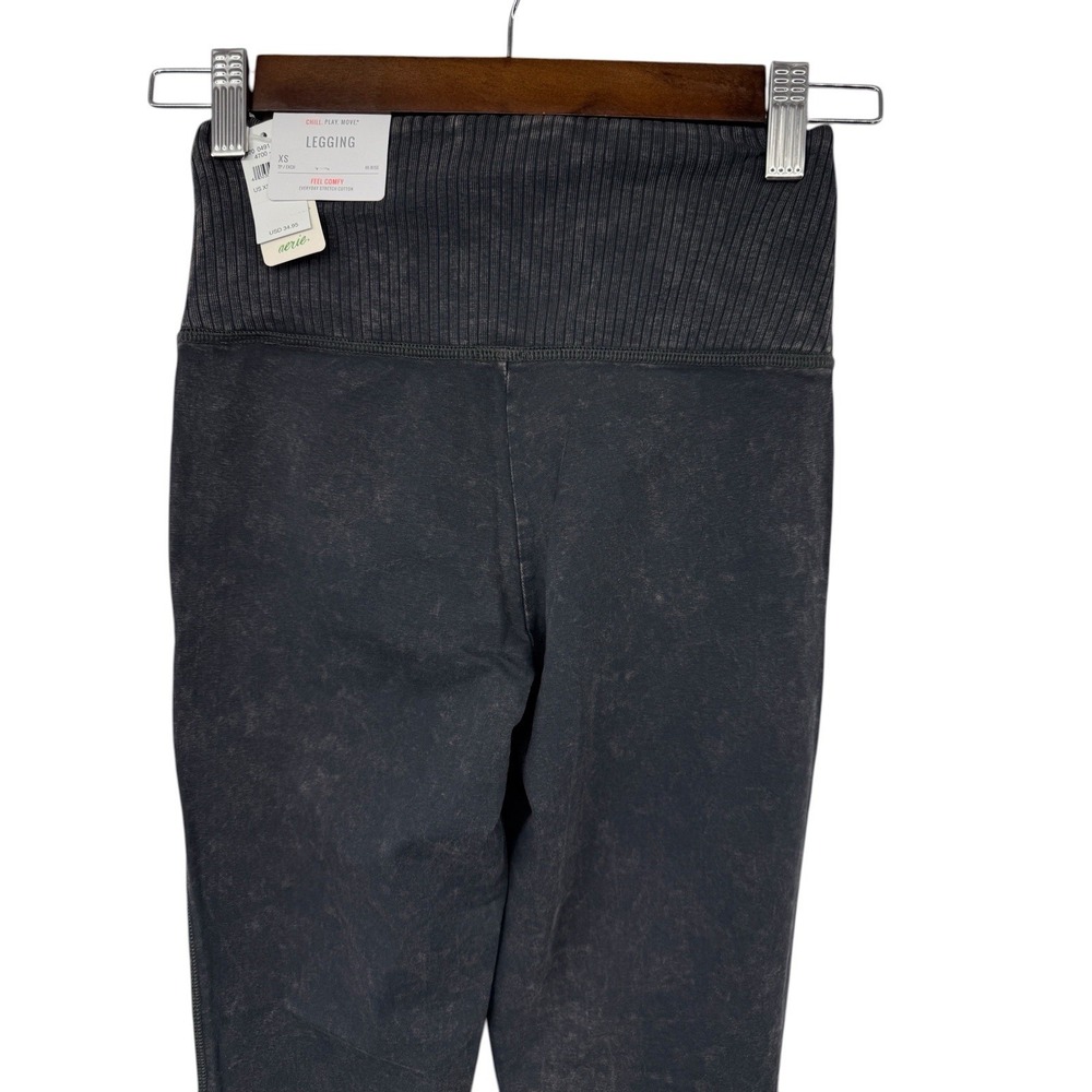 Aerie Chill Play Move Leggings XS Ribbed Pocket Stretch Cotton Jogger NWT Acid - Picture 4 of 11